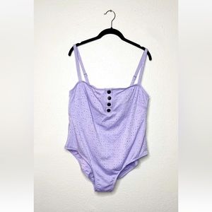 No Boundaries Purple Eyelet One Piece Swimsuit Size 2X
